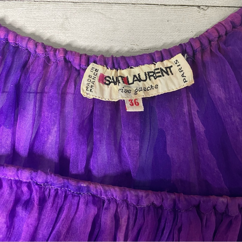 Yves Saint Laurent Rive Gauche Vintage 70s Silk Mousseline Apres-plage Dress - Picture 7 of 9